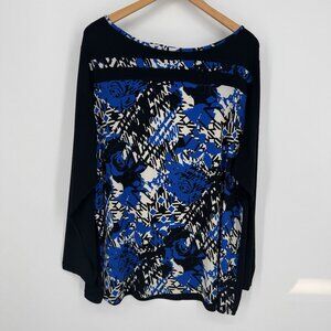 Susan Graver‎ Womens Liquid Knit Tunic Top Size 2x Floral Long Sleeve Stretch
